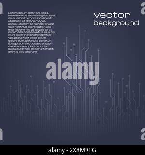 Background tecnologico astratto con elementi del microchip. Struttura dello sfondo del circuito stampato. Illustrazione vettoriale. Illustrazione Vettoriale