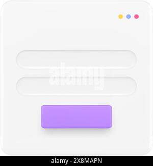 Scheda del browser Internet pulsante del pannello di navigazione ricerca informazioni sul sito Web icona 3d illustrazione vettoriale realistica. Indirizzo menu vuoto utente online interfa Illustrazione Vettoriale