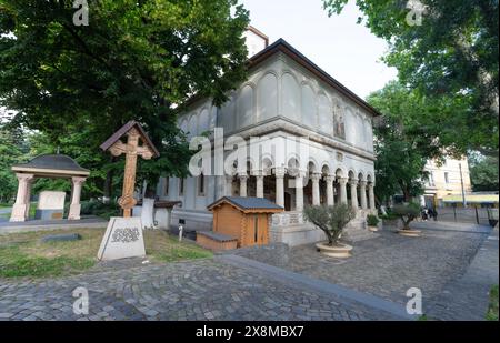 Bucarest, Romania. 23 maggio 2024. Vista esterna della chiesa ortodossa di San Giorgio nel centro della città Foto Stock