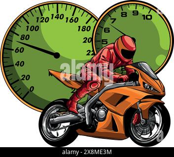 sportbike racer guida veloce disegno vettoriale di illustrazione Illustrazione Vettoriale