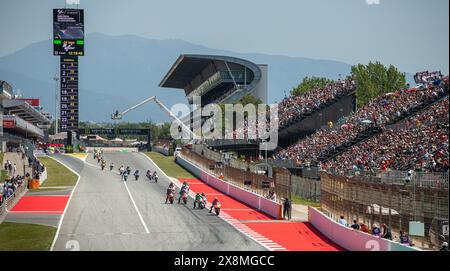 Barcellona, ESP. 26 maggio 2024. Barcellona, Spagna. Circuit de Barcelona Catalunya. Maggio 26 2024 giornata della corsa. Moto 2 Start Race durante la MotoGP Gran premi Monster Energy de Catalunya. MotoGP 24-25-26 maggio 2024, al Circuit de Barcelona-Catalunya di Barcellona, Spagna. Crediti: Rosdemora/Alamy Live News Foto Stock