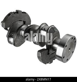 Albero motore, pezzo di ricambio dal motore dell'auto su sfondo bianco nell'isolamento Foto Stock