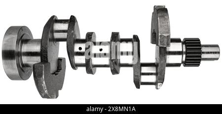 Albero motore, pezzo di ricambio dal motore dell'auto su sfondo bianco nell'isolamento Foto Stock