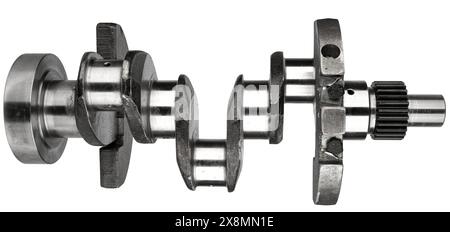 Albero motore, pezzo di ricambio dal motore dell'auto su sfondo bianco nell'isolamento Foto Stock