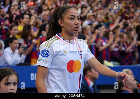 Bilbao, Spagna. 25 maggio 2024. BILBAO, SPAGNA - MAGGIO 25: Selma Bacha dell'Olympique Lyonnais entra in campo durante la finale di UEFA Womens Champions League tra il Barcellona e l'Olympique Lyonnais allo stadio San Mames il 25 maggio 2024 a Bilbao, Spagna. (Foto di Leiting Gao/Orange Pictures) credito: Orange Pics BV/Alamy Live News Foto Stock