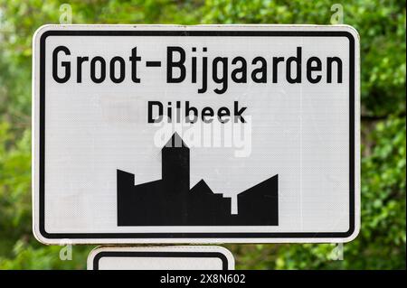 Groot-Bijgaarden, Brabante fiammingo, Belgio, 23 maggio 2024 - segno del villaggio di groot-Bijgaarden, città di Dilbeek Foto Stock