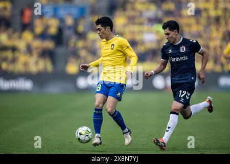 Brondby, Danimarca. 26 maggio 2024. Yuito Suzuki (28) di Broendby SE visto durante il 3F Superliga match tra Broendby IF e Aarhus GF al Brondby Stadium. (Photo Credit: Gonzales Photo/Alamy Live News Foto Stock