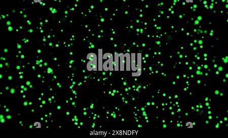 Le bolle colorate sorgono su sfondo nero. Design. Animazione di un flusso di bolle che si innalzano. Sfondo con molte bolle in movimento Foto Stock