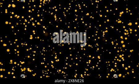 Le bolle colorate sorgono su sfondo nero. Design. Animazione di un flusso di bolle che si innalzano. Sfondo con molte bolle in movimento Foto Stock