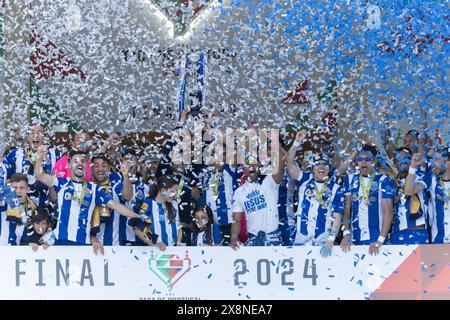 Lisbona, Portogallo. 26 maggio 2024. 26 maggio 2024. Lisbona, Portogallo. I giocatori di Porto festeggiano dopo aver vinto la Coppa di Portogallo, Porto vs credito sportivo: Alexandre de Sousa/Alamy Live News Foto Stock