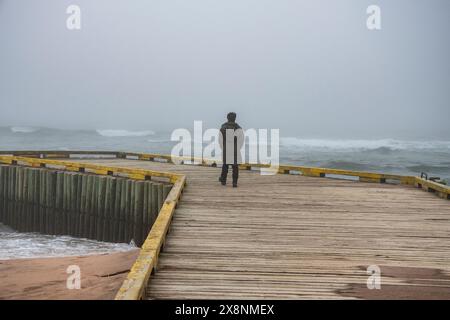 Molo presso il Basin Head Provincial Park di Kingsboro, Prince Edward Island, Canada Foto Stock