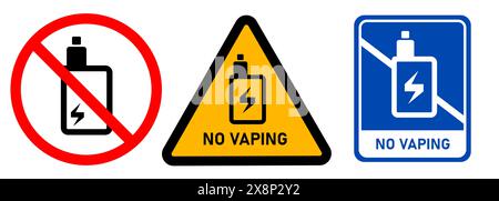 Divieto di svapo divieto di svapo divieto divieto di sigaretta elettrica liquida sigaretta elettronica cartello adesivo con simbolo Illustrazione Vettoriale