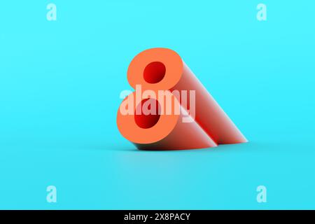 Numero sette arancione su sfondo blu. Numeri di rendering 3D per banner, logo e modelli. Foto Stock