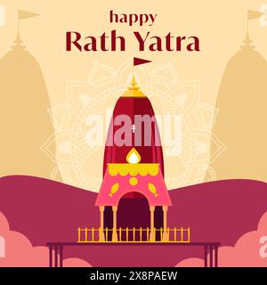 Illustrazione di Happy Rath Yatra in stile piatto Illustrazione Vettoriale