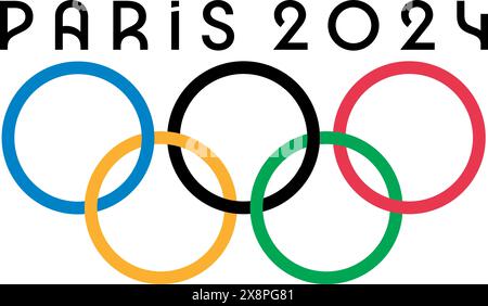 Olympic Rings Design Parigi 2024 Illustrazione Vettoriale