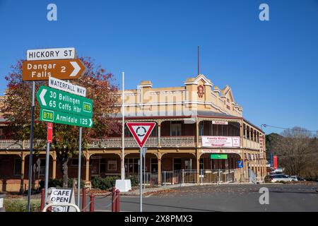 The Heritage Hotel Dorrigo, camere da motel e locali pubblici, architettura anni '1920 e patrimonio storico, centro di Dorrigo, NSW, Australia Foto Stock