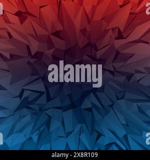 Uno sfondo dinamico astratto caratterizzato da un sorprendente motivo di triangoli rossi e blu. Illustrazione Vettoriale