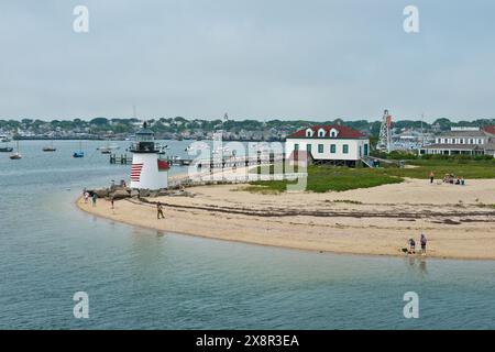 Faro di Brant Point. Nantucket Island, Massachusetts, Stati Uniti d'America Foto Stock