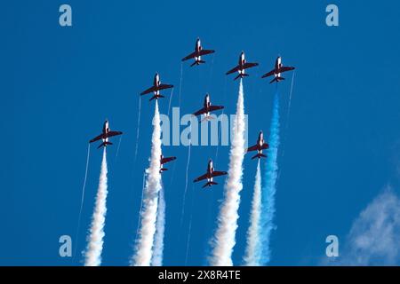 © Arnaud BEINAT/Maxppp. 2024/05/25, Chambley, Lorena, Grand Est, Francia. Patrouille de la Royal Air Force le frecce rosse. INGLESE : squadra militare nazionale britannica le frecce rosse. Crediti: MAXPPP/Alamy Live News Foto Stock