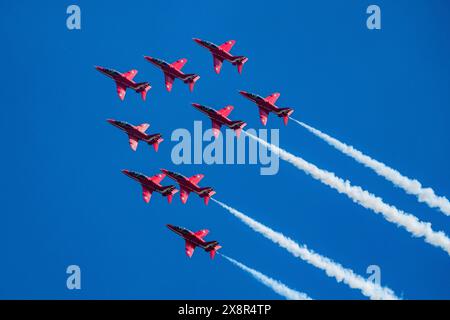 © Arnaud BEINAT/Maxppp. 2024/05/25, Chambley, Lorena, Grand Est, Francia. Patrouille de la Royal Air Force le frecce rosse. INGLESE : squadra militare nazionale britannica le frecce rosse. Crediti: MAXPPP/Alamy Live News Foto Stock