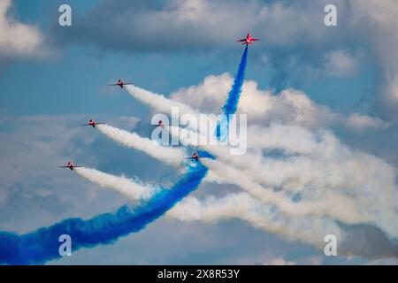 © Arnaud BEINAT/Maxppp. 2024/05/25, Chambley, Lorena, Grand Est, Francia. Patrouille de la Royal Air Force le frecce rosse. INGLESE : squadra militare nazionale britannica le frecce rosse. Crediti: MAXPPP/Alamy Live News Foto Stock