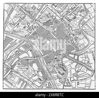 Mappa di York, Inghilterra, fine XIX secolo. Illustrazione in bianco e nero da Our Own Country Vol III pubblicata da Cassell, Petter, Galpin & Co. Foto Stock