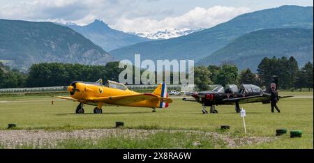 GAP Tallard Airshow, Francia, 26 maggio 2024. Aerei sulla pista allo spettacolo Foto Stock