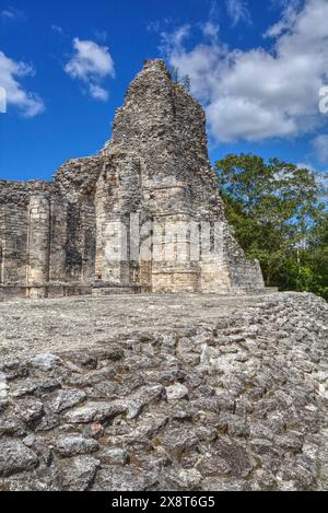 La struttura I, Xpujil zona archeologica, Campeche, Messico Foto Stock