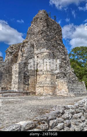 La struttura I, Xpujil zona archeologica, Campeche, Messico Foto Stock