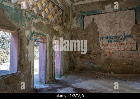 Rovine della città fantasma di Eleousa, Lost Place, Rodi, Dodecaneso, isola greca, Grecia Foto Stock