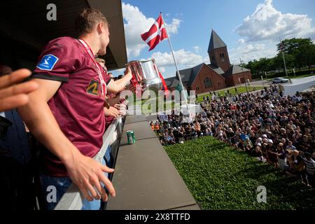 Ikast, Danimarca. 27 maggio 2024. I campioni di calcio danesi del Midtjylland sono celebrati quando il comune di Ikast-Brande invita a una festa d'oro a Ikast lunedì 27 maggio 2024. (Foto: Bo Amstrup/Scanpix 2024) credito: Ritzau/Alamy Live News Foto Stock