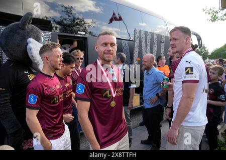 Ikast, Danimarca. 27 maggio 2024. I campioni di calcio danesi del Midtjylland sono celebrati quando il comune di Ikast-Brande invita a una festa d'oro a Ikast lunedì 27 maggio 2024. (Foto: Bo Amstrup/Scanpix 2024) credito: Ritzau/Alamy Live News Foto Stock