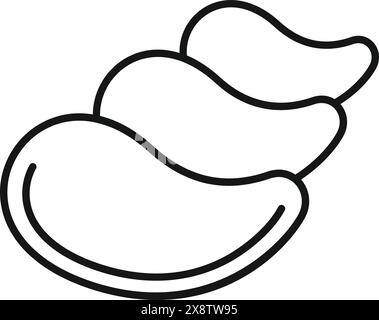 Semplice disegno con linea vettoriale che raffigura una conchiglia stilizzata in bianco e nero Illustrazione Vettoriale