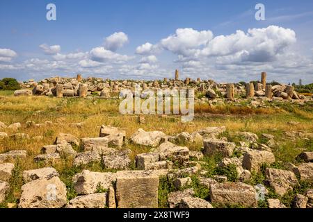 Le rovine dei templi greci a Selinunte, in Sicilia Foto Stock