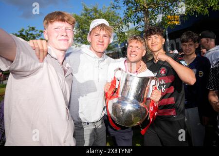 Ikast, Danimarca. 27 maggio 2024. I campioni di calcio danesi del Midtjylland sono celebrati quando il comune di Ikast-Brande invita a una festa d'oro a Ikast lunedì 27 maggio 2024. (Foto: Bo Amstrup/Scanpix 2024) credito: Ritzau/Alamy Live News Foto Stock