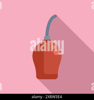Grafica vettoriale di un contenitore di olio rosso stilizzato con beccuccio lungo, ideale per le icone di manutenzione Illustrazione Vettoriale