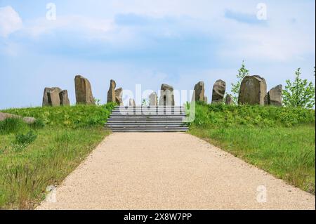 Sighthill Standing Stone Circle, Glasgow, Scozia, Regno Unito, Europa Foto Stock