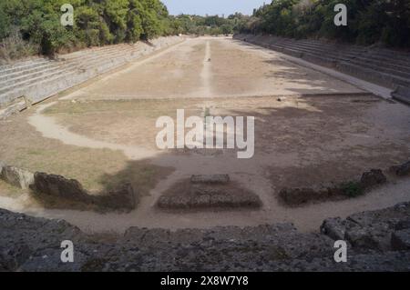 Visita all'Acropoli di Rodi sul Monte Smith: Una vista dello stadio Foto Stock