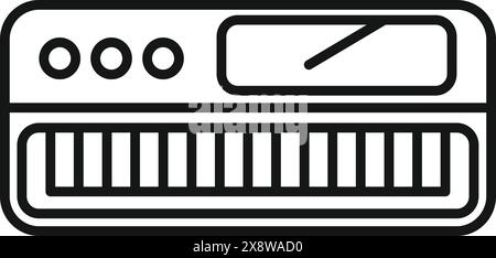 Icona linea tastiera sintetizzatore con traccia modificabile, app moderna e interfaccia Web, illustrazione vettoriale piatta isolata che simboleggia la tecnologia di produzione musicale Illustrazione Vettoriale