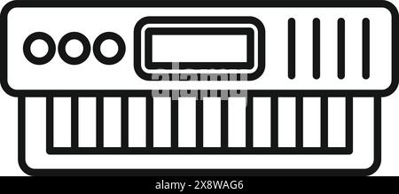 Icona Black line art di una tastiera sintetizzatore musicale elettronico adatta per la progettazione di applicazioni Web e app Illustrazione Vettoriale