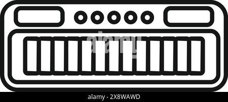 Illustrazione vettoriale minimalista di una tastiera Midi, perfetta per i contenuti di produzione musicale Illustrazione Vettoriale