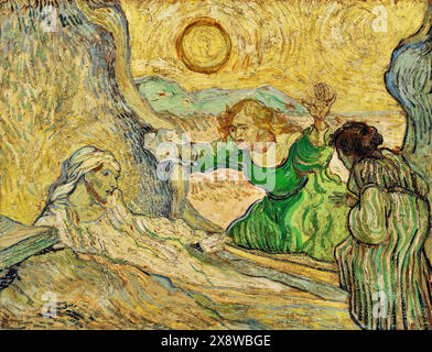 The Raising of Lazarus (dopo Rembrandt), 1890 (Pittura) artista Gogh, Vincent van (1853-90) olandese. Illustrazione Vettoriale