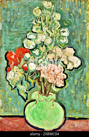 Vaso di fiori, 1890 (Pittura) artista Gogh, Vincent van (1853-90) olandese. Illustrazione Vettoriale