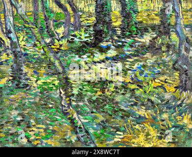 Sottobosco, 1889 (Pittura) artista Gogh, Vincent van (1853-90) - olandese. Illustrazione Vettoriale