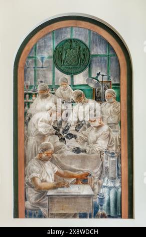 Murales pubblici realizzati dalla WPA all'Harlem Hospital di Harlem, New York Foto Stock