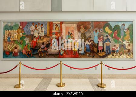 Murales pubblici realizzati dalla WPA all'Harlem Hospital di Harlem, New York Foto Stock