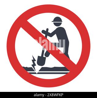 Nessun simbolo di scavo per i servizi sotterranei Illustrazione Vettoriale