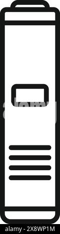 Semplice illustrazione dell'icona della batteria line art con design vettoriale in bianco e nero, isolata e piatta, che rappresenta la carica, la fonte di alimentazione e il livello di energia per la tecnologia di interfaccia Illustrazione Vettoriale