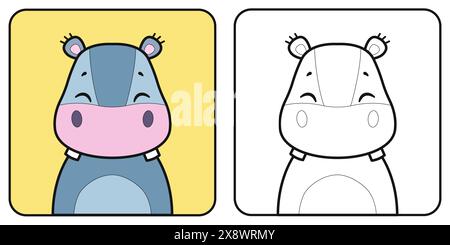 Libro da colorare per bambini con animali africani. Illustrazione vettoriale. Illustrazione Vettoriale