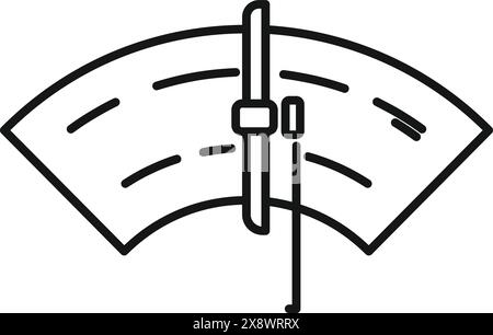 Illustrazione vettoriale in bianco e nero semplificata del tergicristallo di un'auto, adatta per icone e infografiche Illustrazione Vettoriale